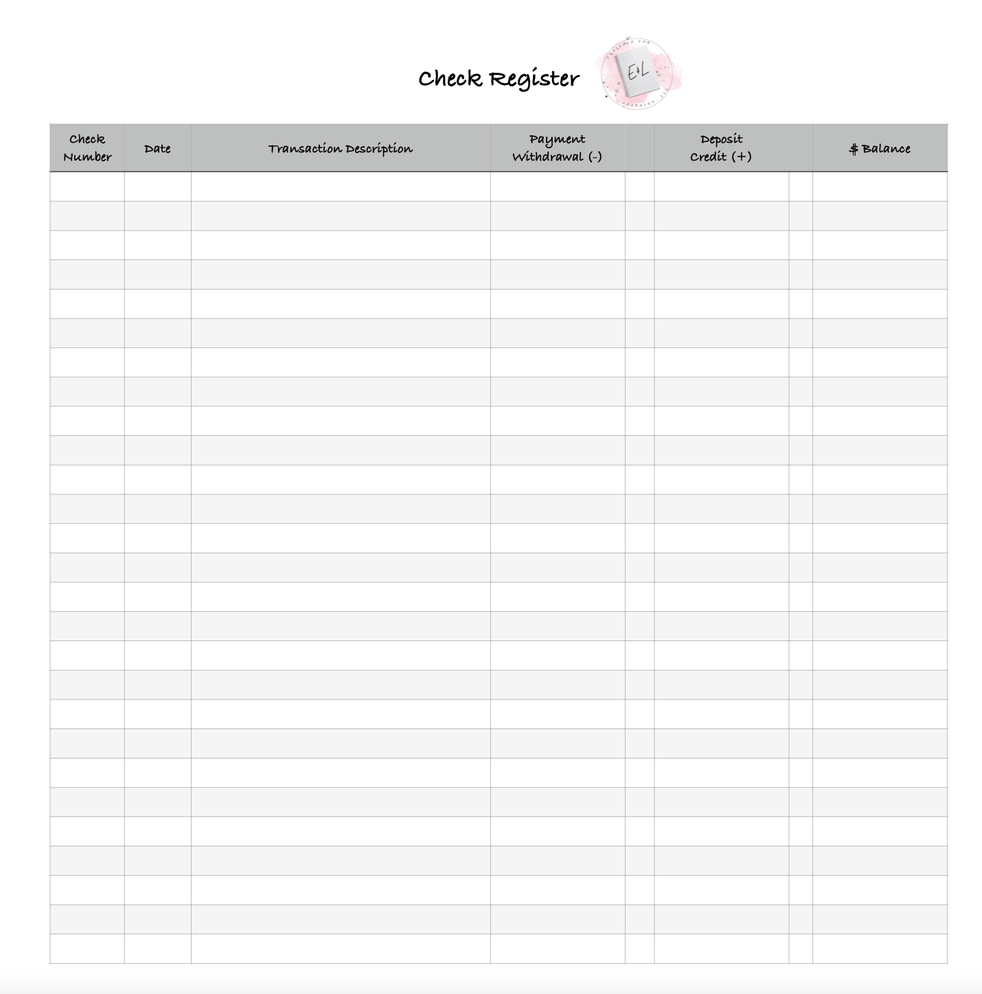 Check Register Made By Teachers
