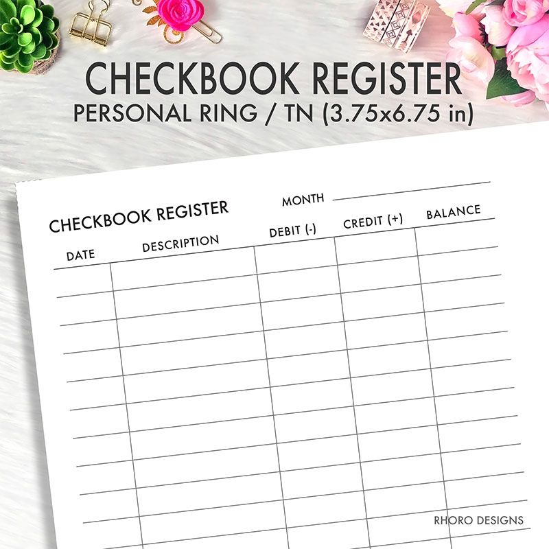CHECKBOOK REGISTER Personal Planner Inserts Check Register Tracker Log Personal Planner Printable Personal Planner Refills PDF