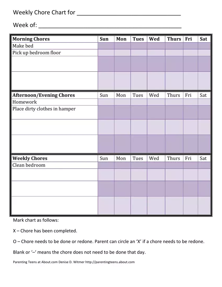 Chore Chart Morning Evening Fill Out Printable PDF Forms Online