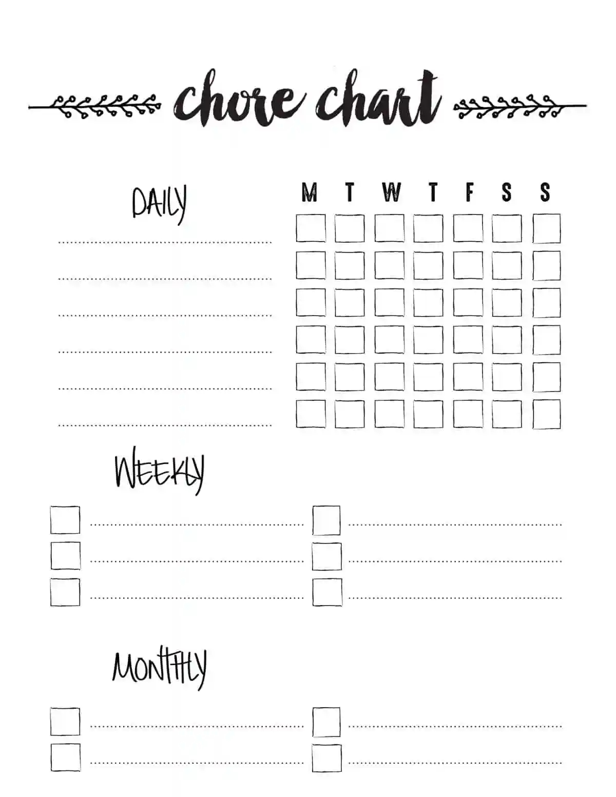 Free Printable Chore Charts Pdf