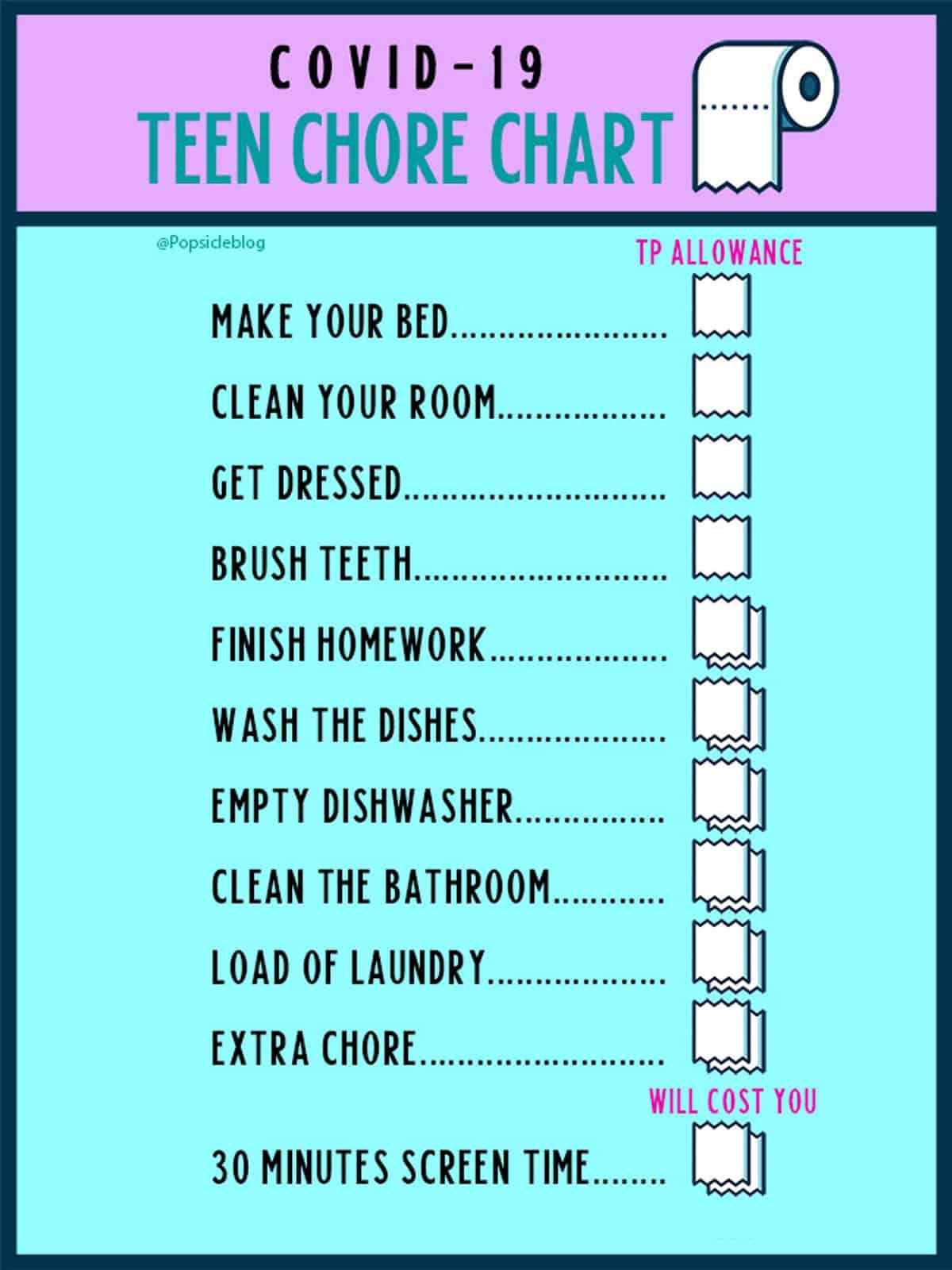 Chore Charts For Teenagers IMOM Worksheets Library