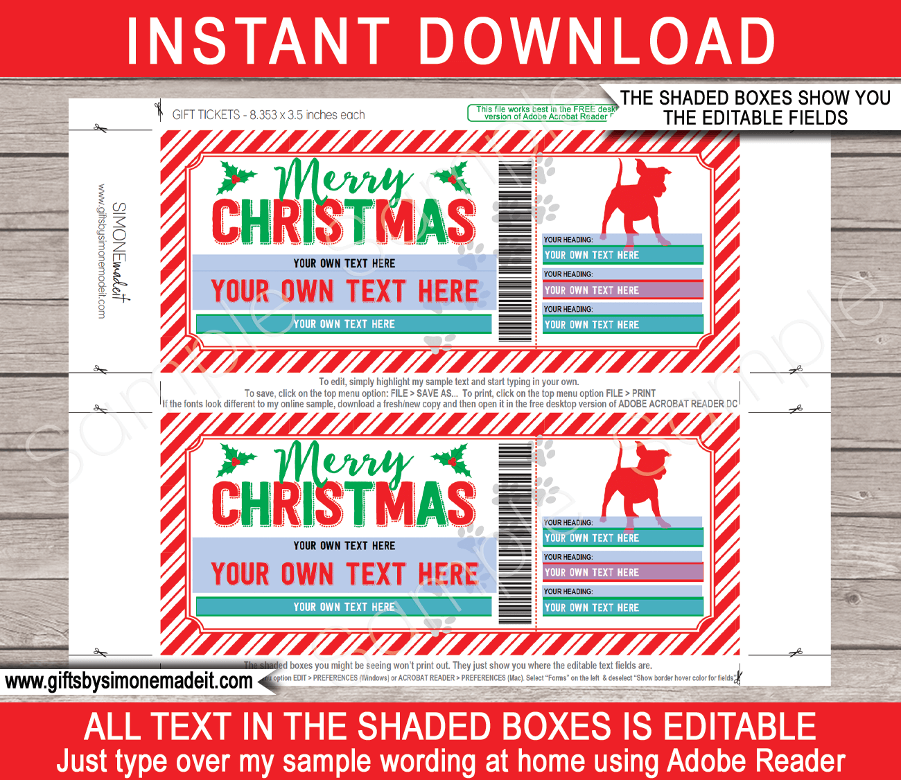 Christmas Puppy Dog Gift Certificate Template Pet Adoption Voucher