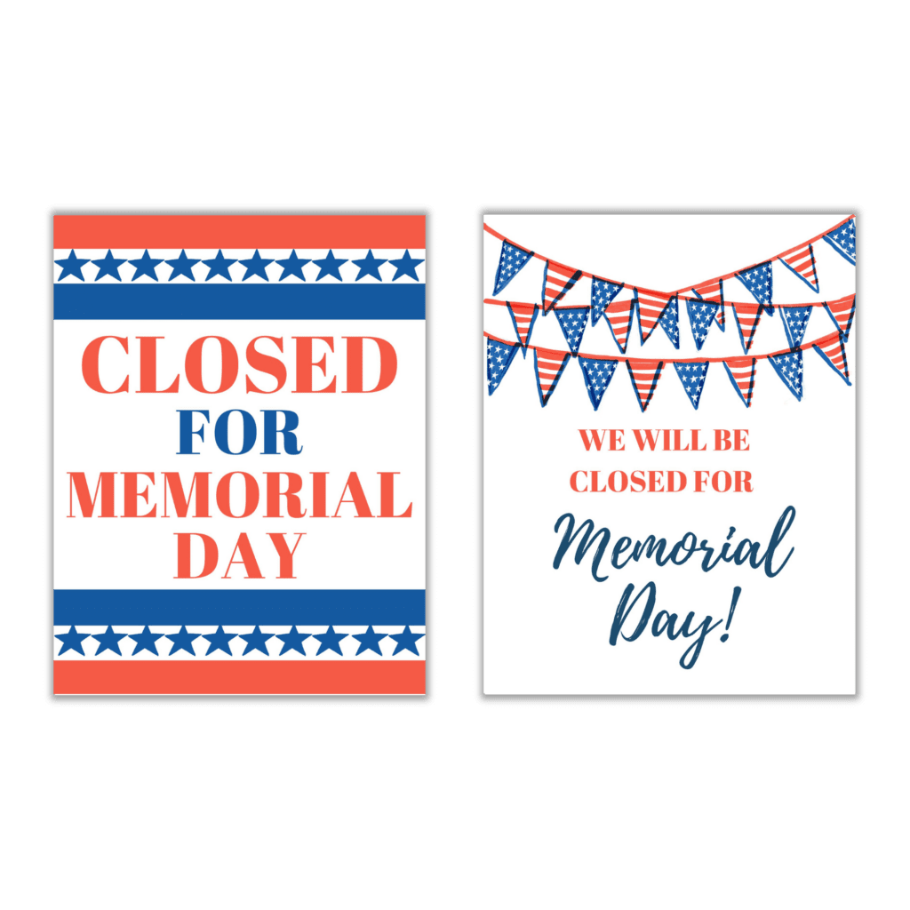 Printable Closed Memorial Day Signs For Free
