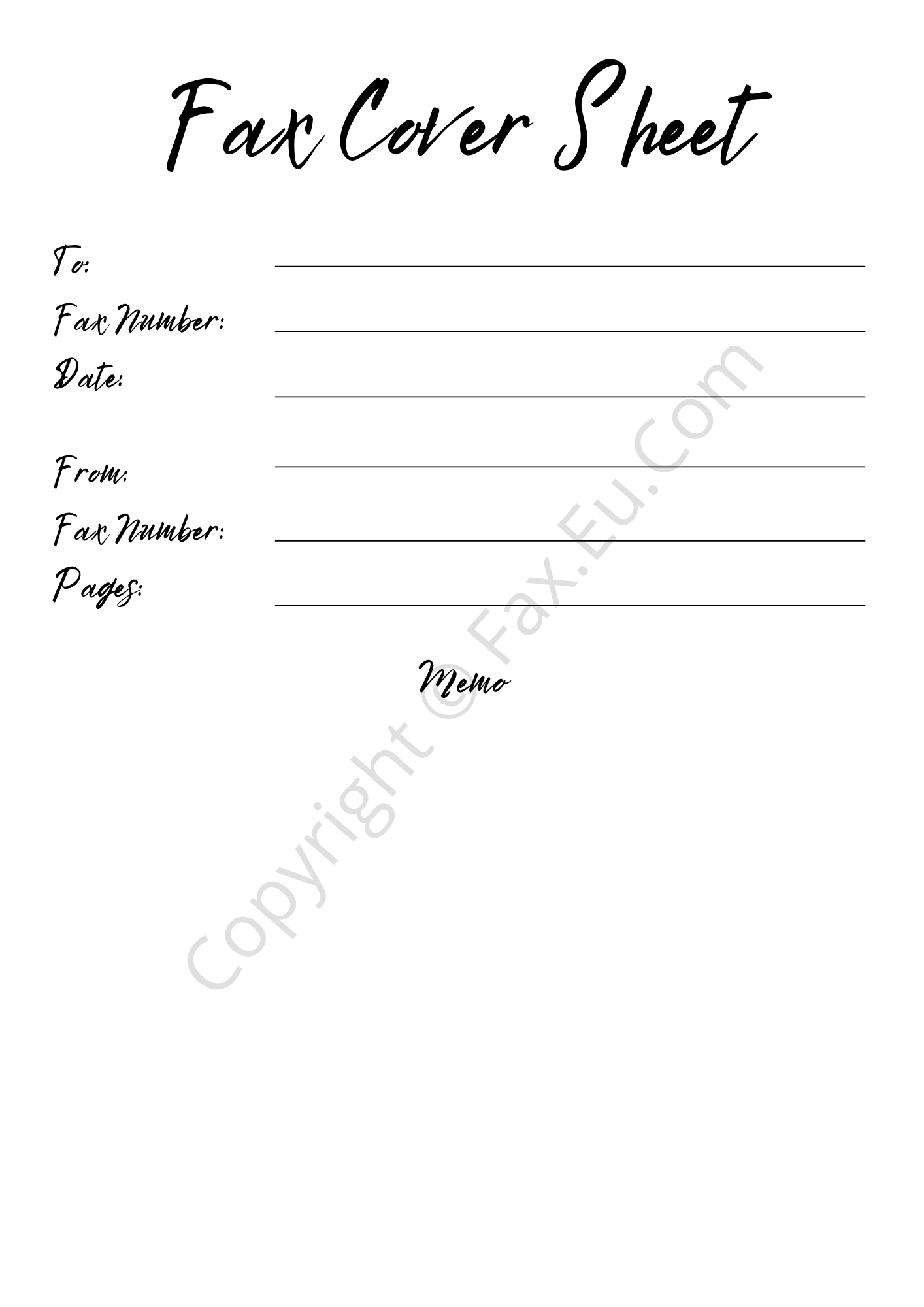 Cursive Fonts Fax Cover Sheet Printable And Editable Free Fax Worksheets Library
