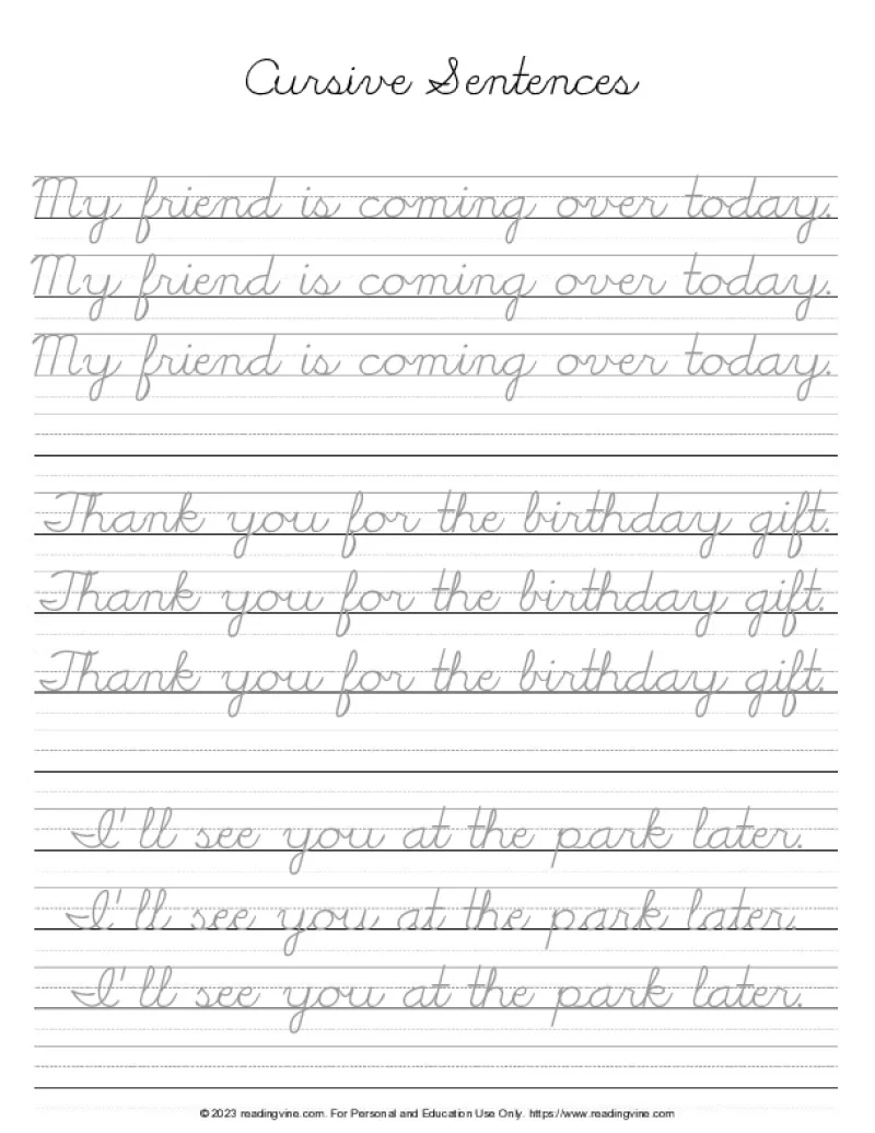 Free Printable Cursive Worksheets For Adults