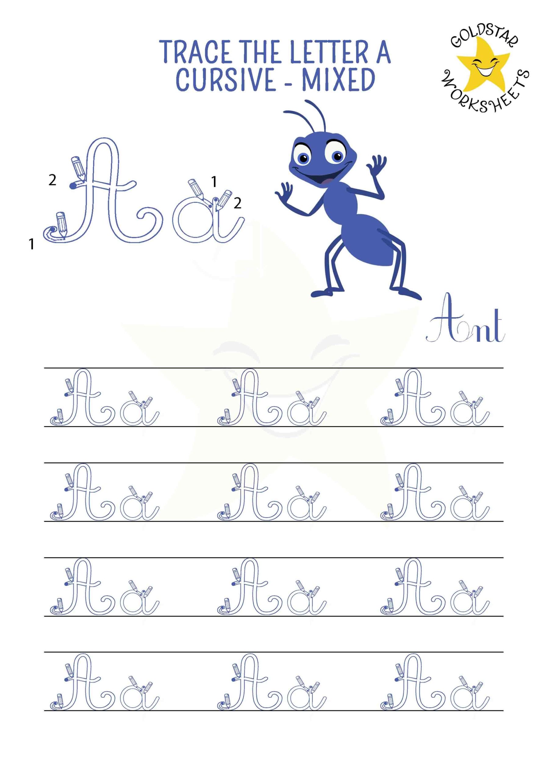 Cursive Tracing Worksheets For Kids Learn To Write A Z In Style 