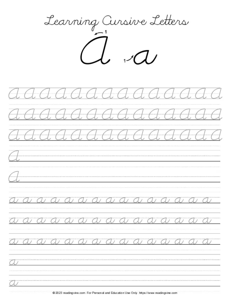 Cursive Writing Practice Sheets PDF ReadingVine