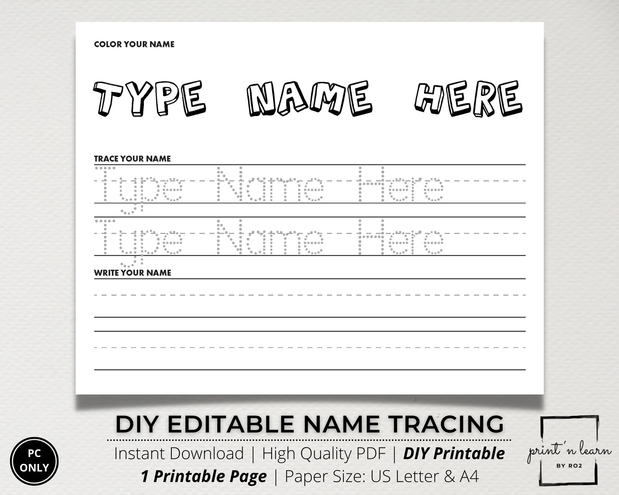 Free Printable Name Tracing With Lines