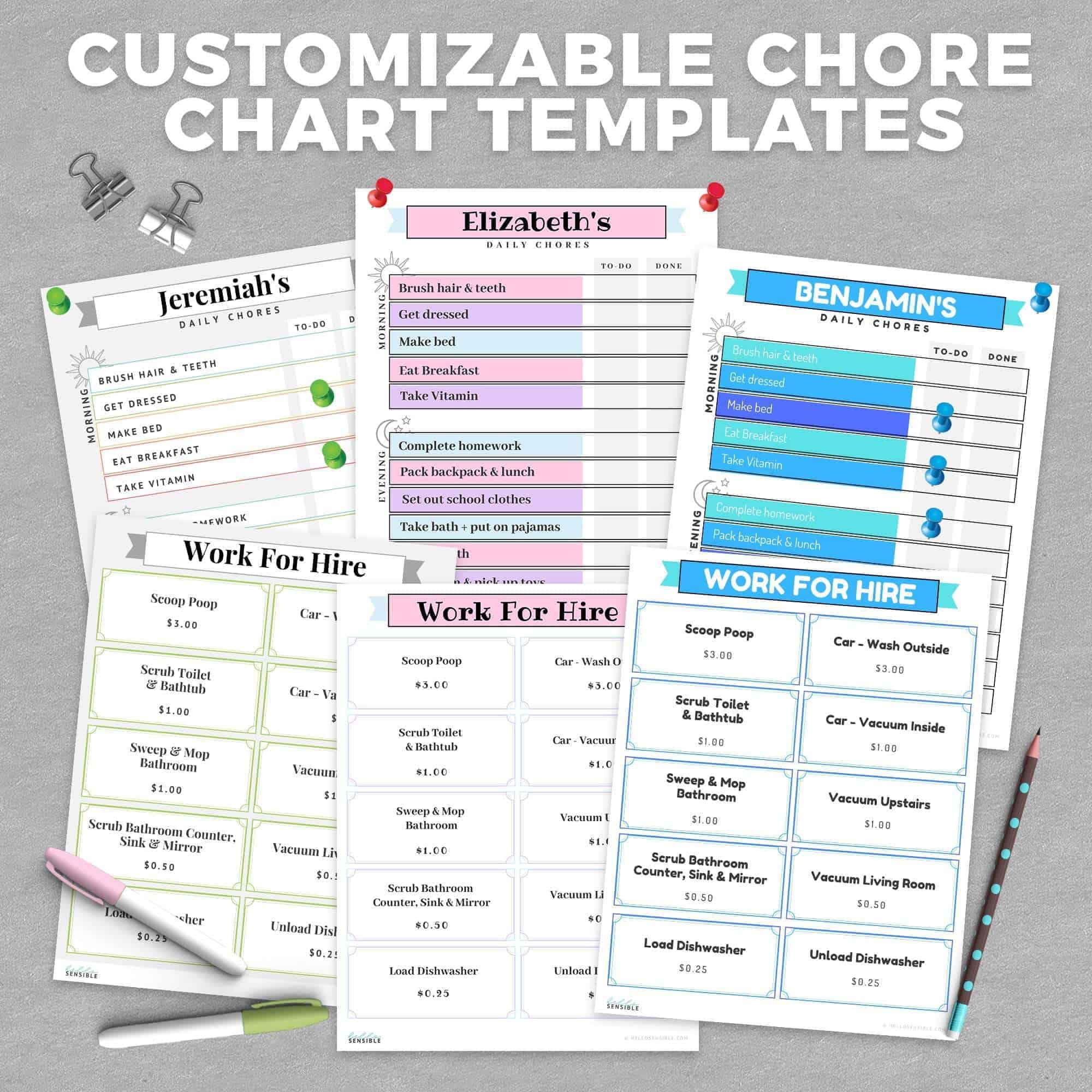 Customizable Chore Chart Templates Hello Sensible