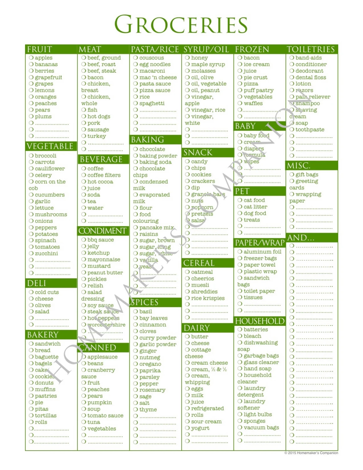 Customizable Weekly Grocery List Printable PDF 8 5 X 11 Etsy