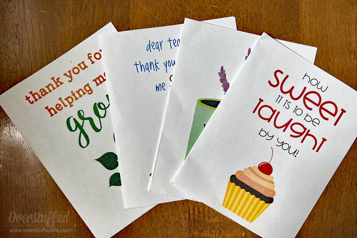 Cute Teacher Appreciation Cards Free Printable Overstuffed Life