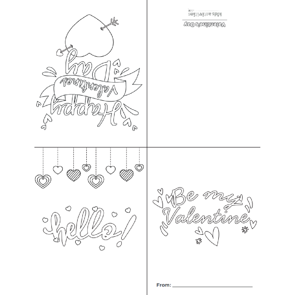 Cute Valentine Coloring Cards Free Foldable Printable Cards Kids Activities Blog