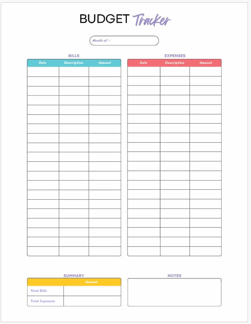 Free Monthly Budget Templates Printable