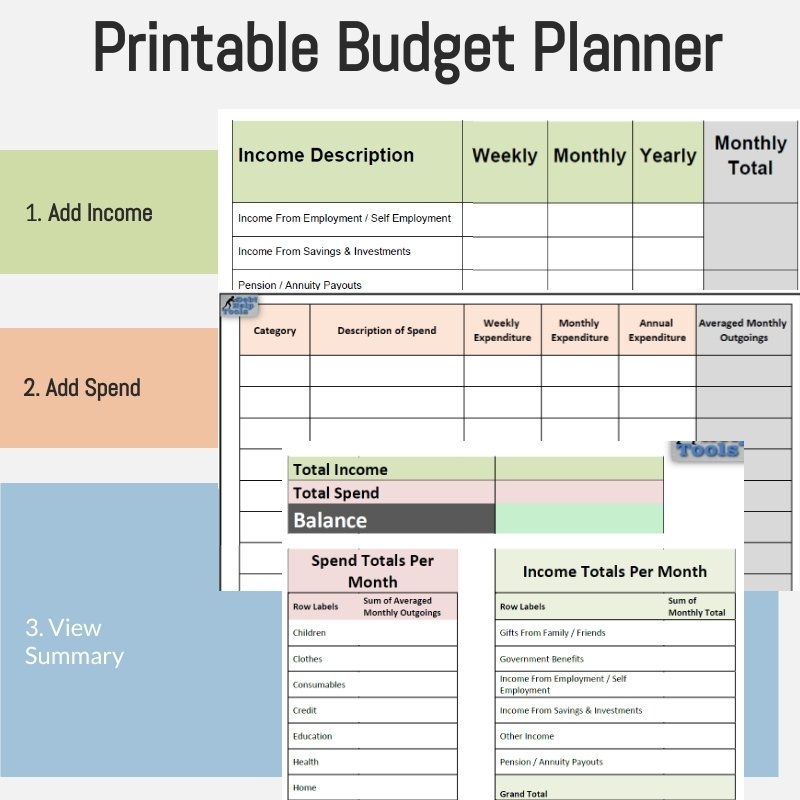Debt Help Tools FREE Printable Budget Planner