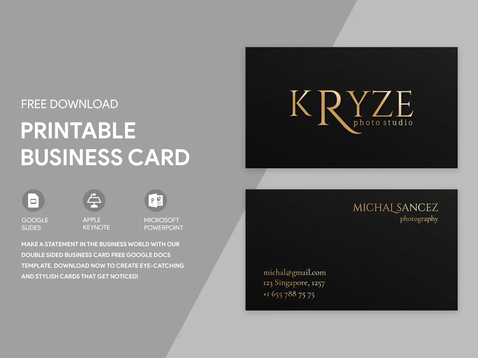 Double Sided Black Business Card Free Google Docs Template By Gdoc On Dribbble