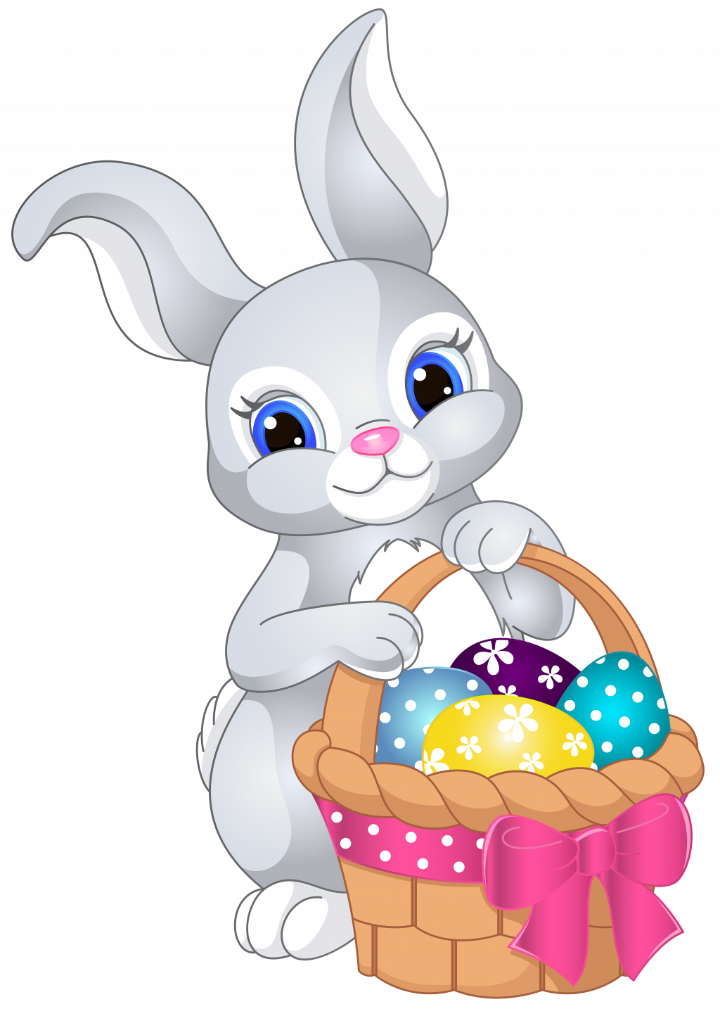 Download Free Printable Easter Clipart Easter Clipart Free Easter Easter Bunny With Basket PNG Image With No Background PNGkey