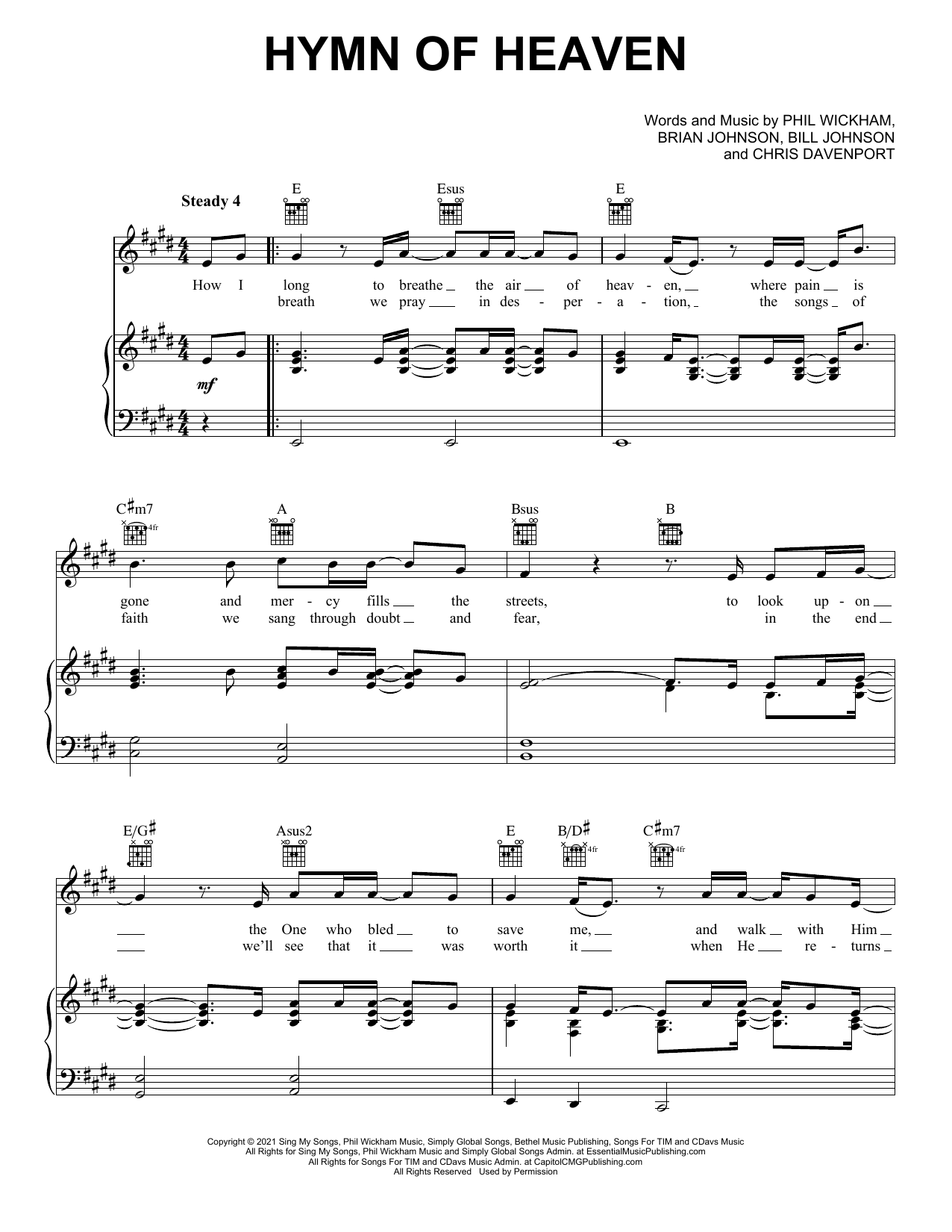 Download Hymn Of Heaven Phil Wickham Easy Piano Sheet Music PDF 1258569
