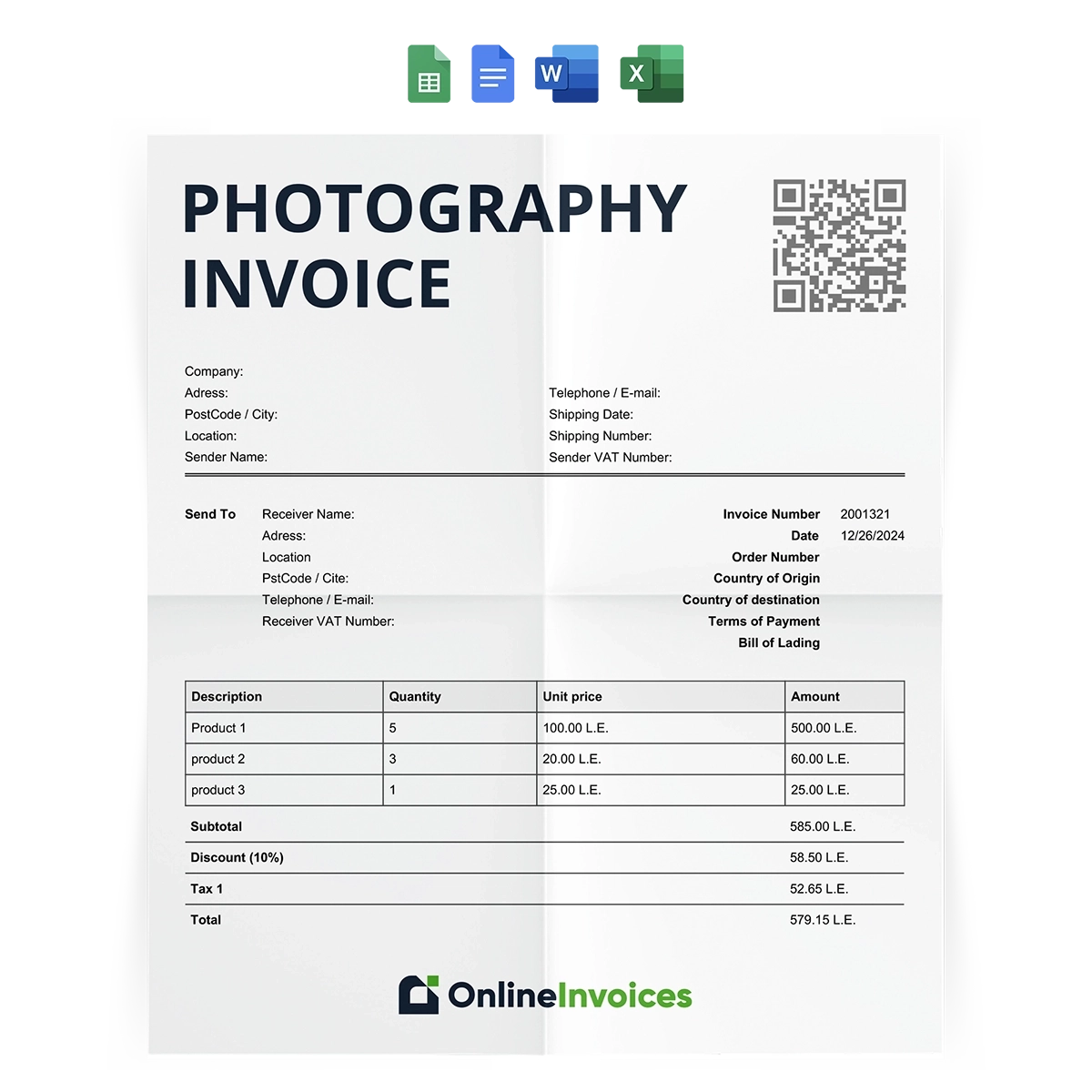 Download Invoice Template Excel Word PDF Google Sheets Google Docs Free