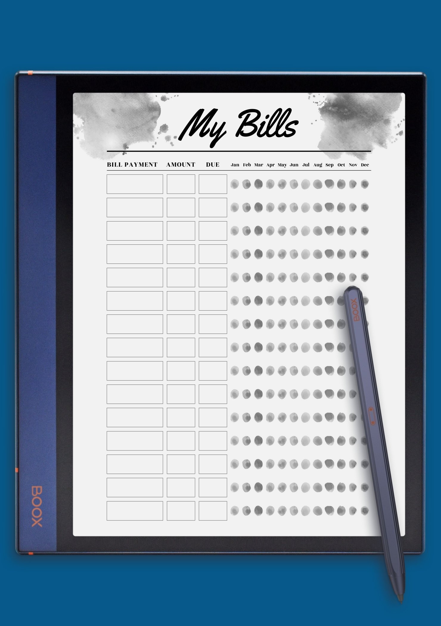 Free Printable Monthly Bill Pay