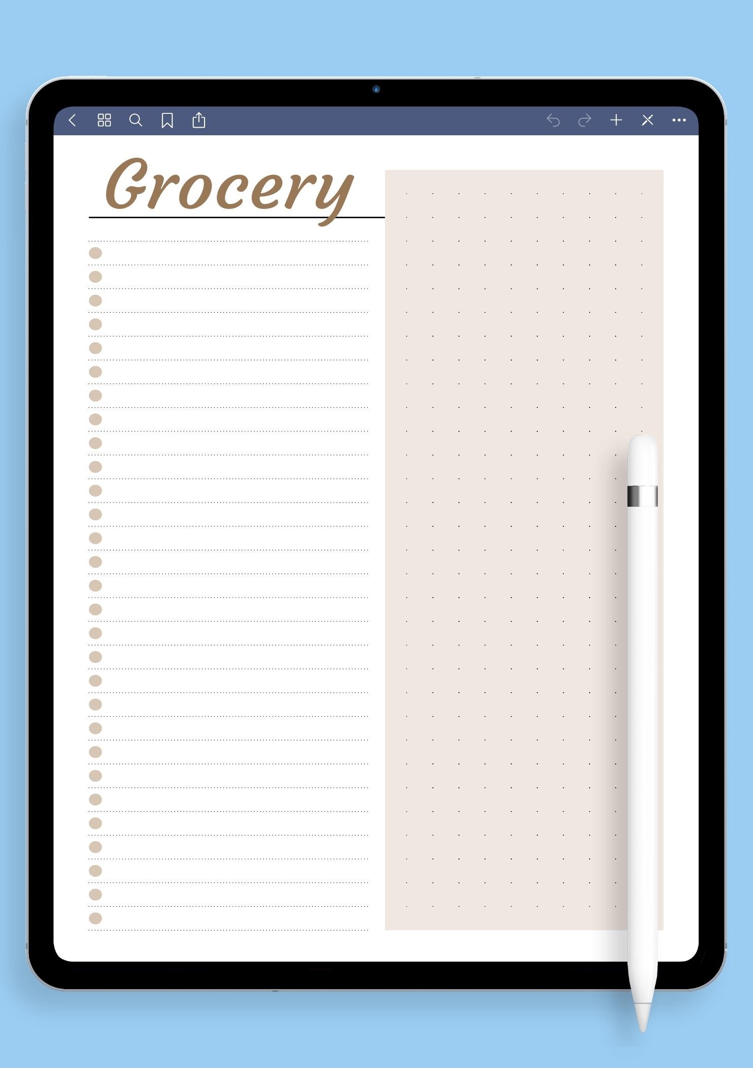 Download Printable Simple Grocery List Template PDF