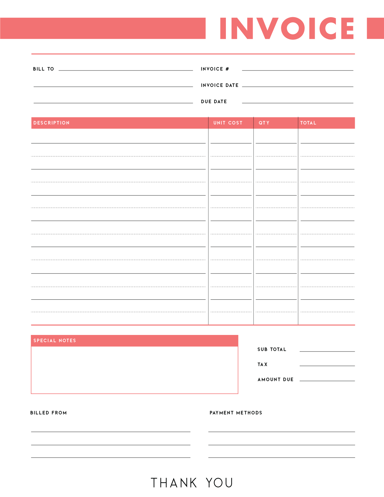 Free Printable Invoices Blank