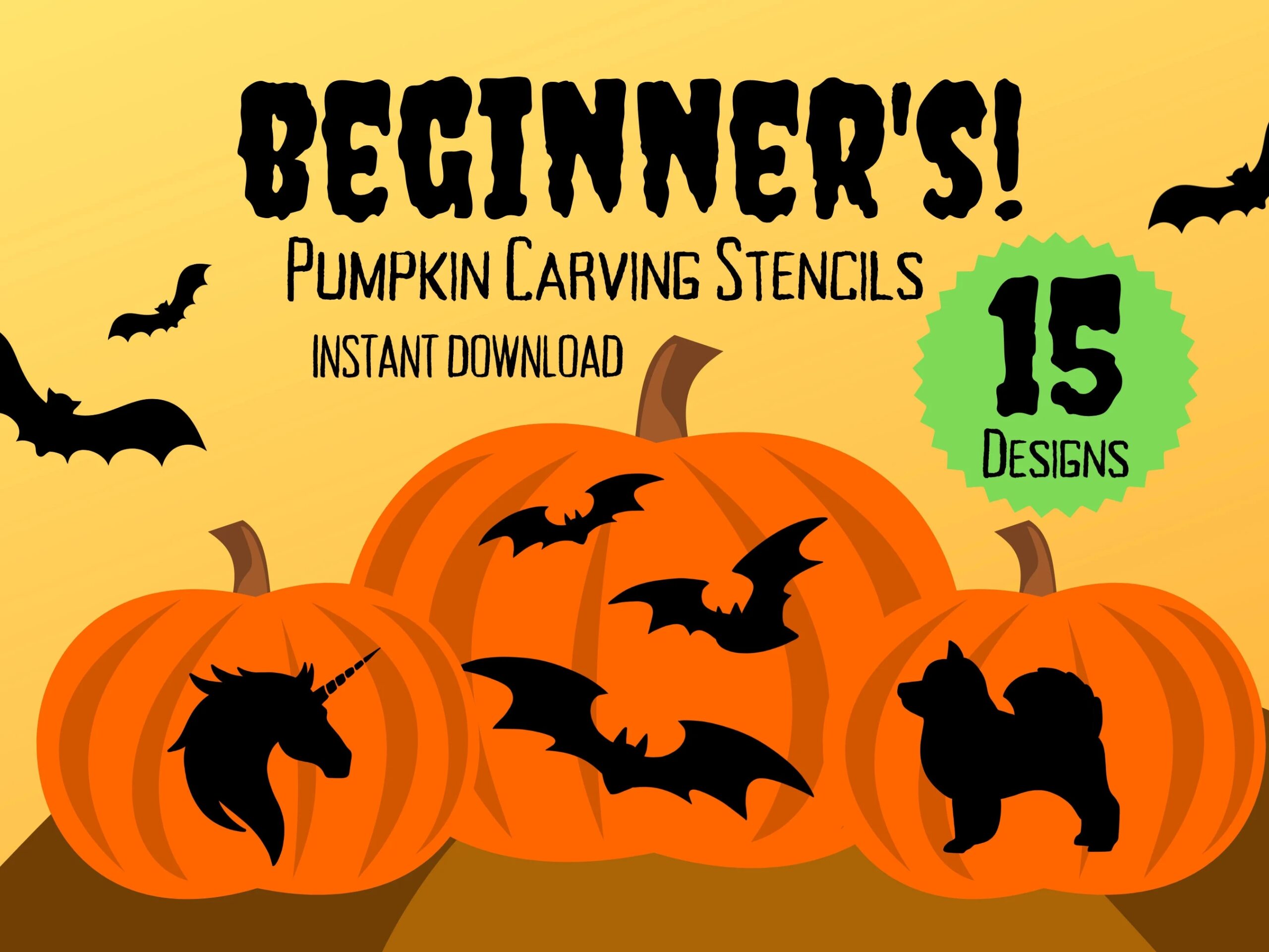 Easy Pumpkin Carving Stencils For Beginners 15 Unique And Simple Halloween Jack O lantern Patterns Etsy