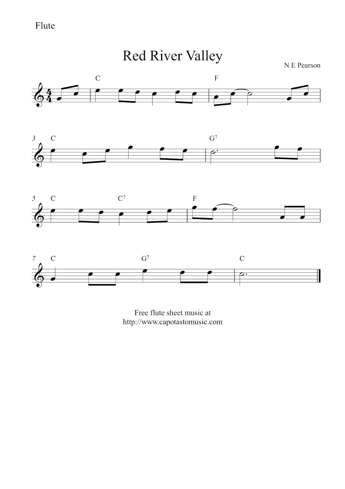 Easy Sheet Music For Beginners Free Easy Flute Sheet Music Red River Valley