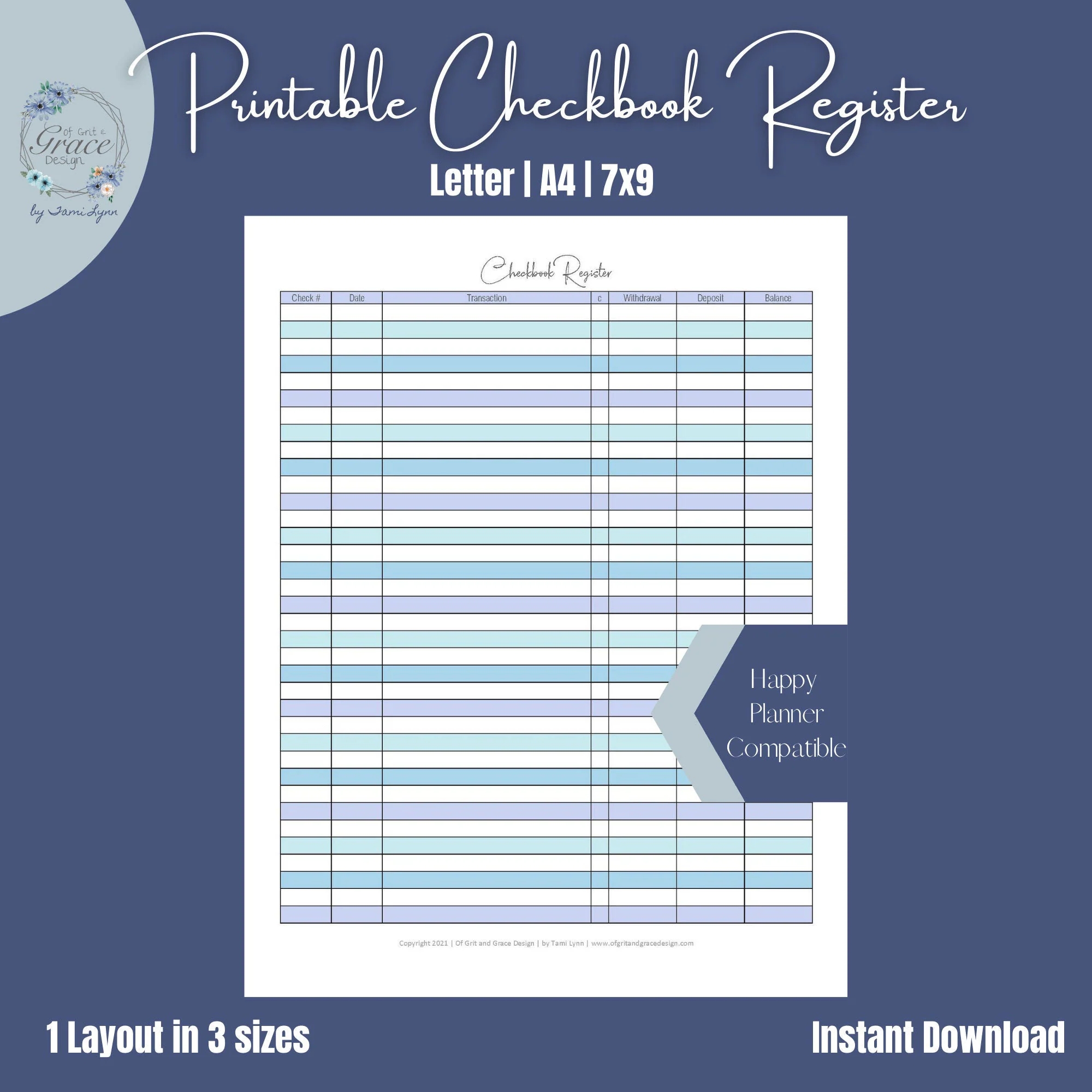 Editable Checkbook Register Etsy