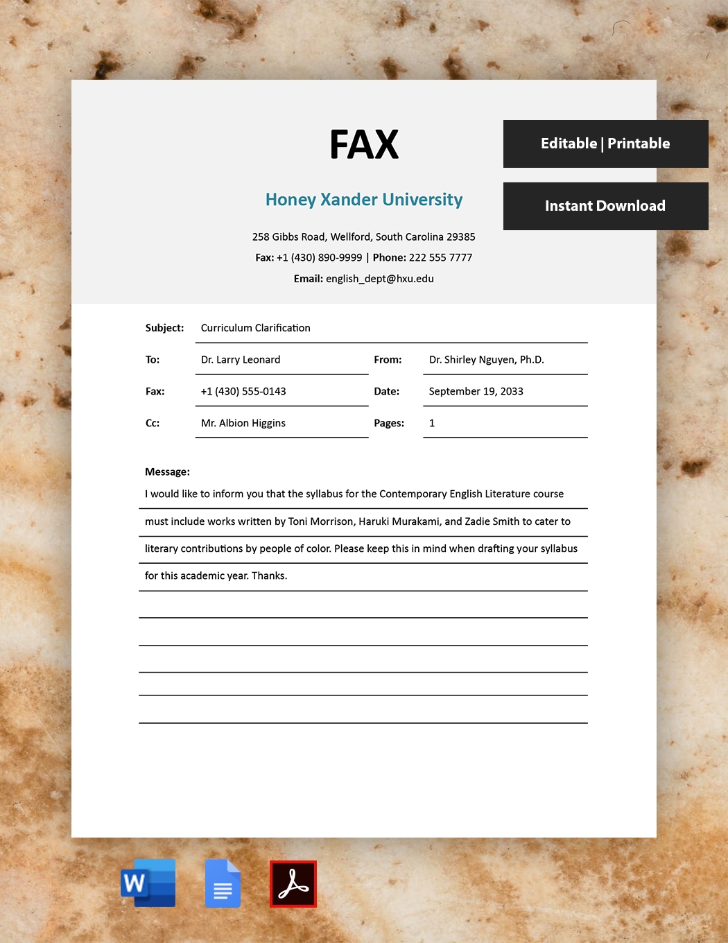 Editable Fax Cover Sheet Templates In Word To Download