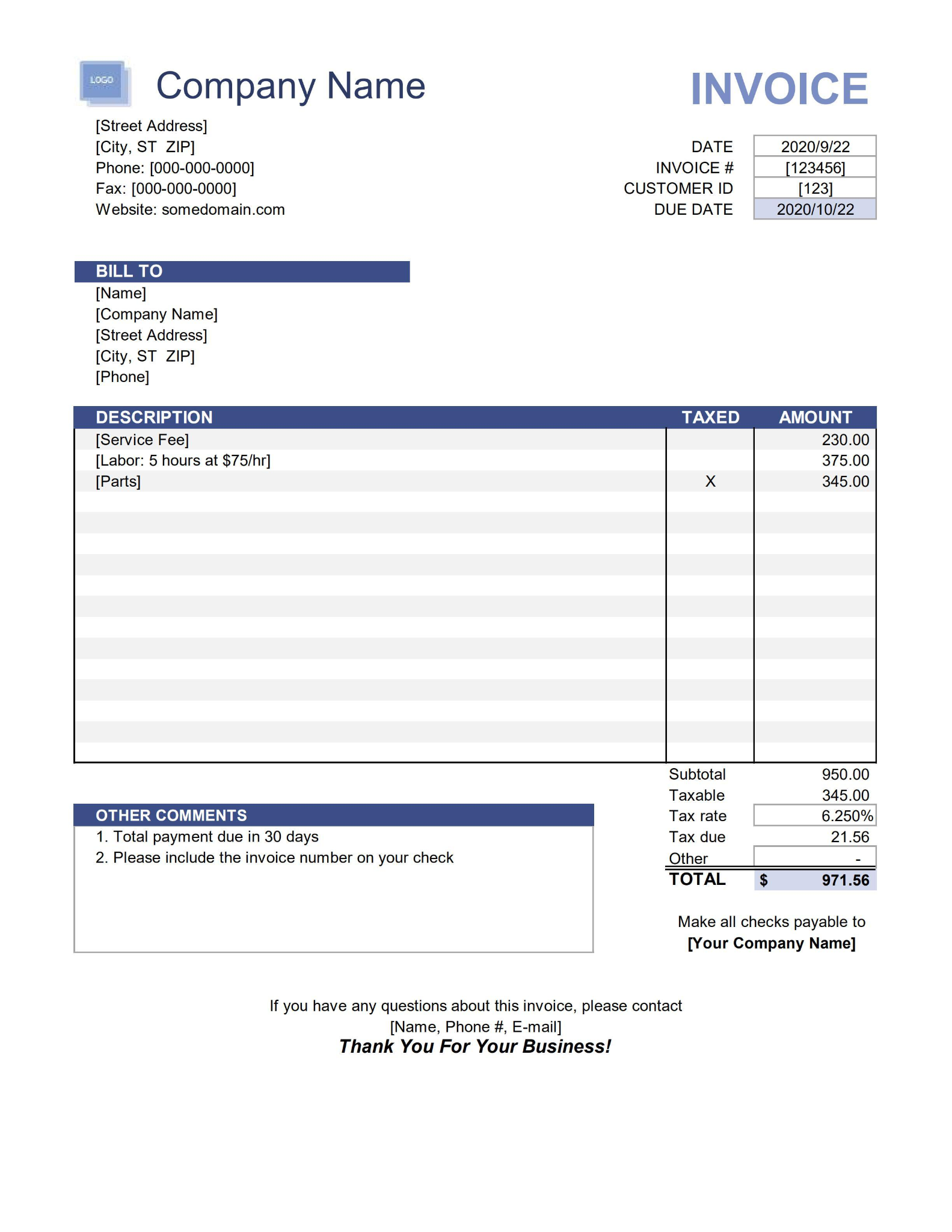 Editable Free Invoice Templates PDF WPS Office Blog