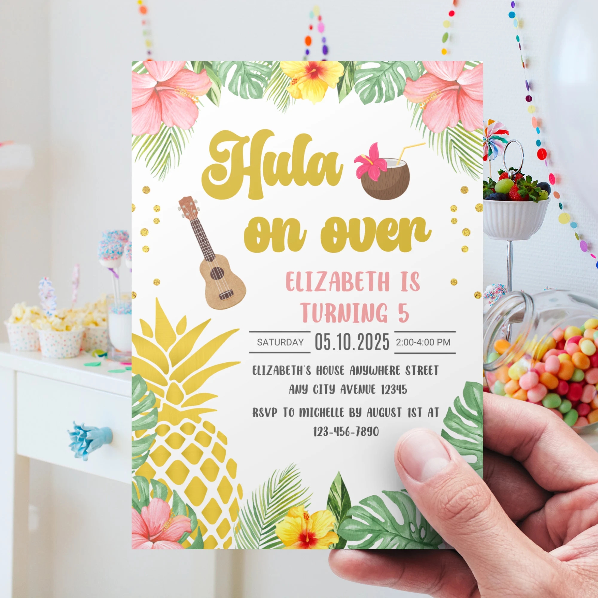 Editable Luau Birthday Party Invitation Hula On Over Birthday Invitation Hawaiian Birthday Invitation Tropical Summer Birthday Aloha Invite Etsy