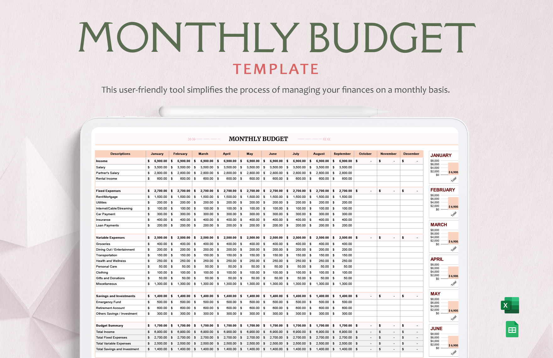 Free Monthly Budget Spreadsheet Printable
