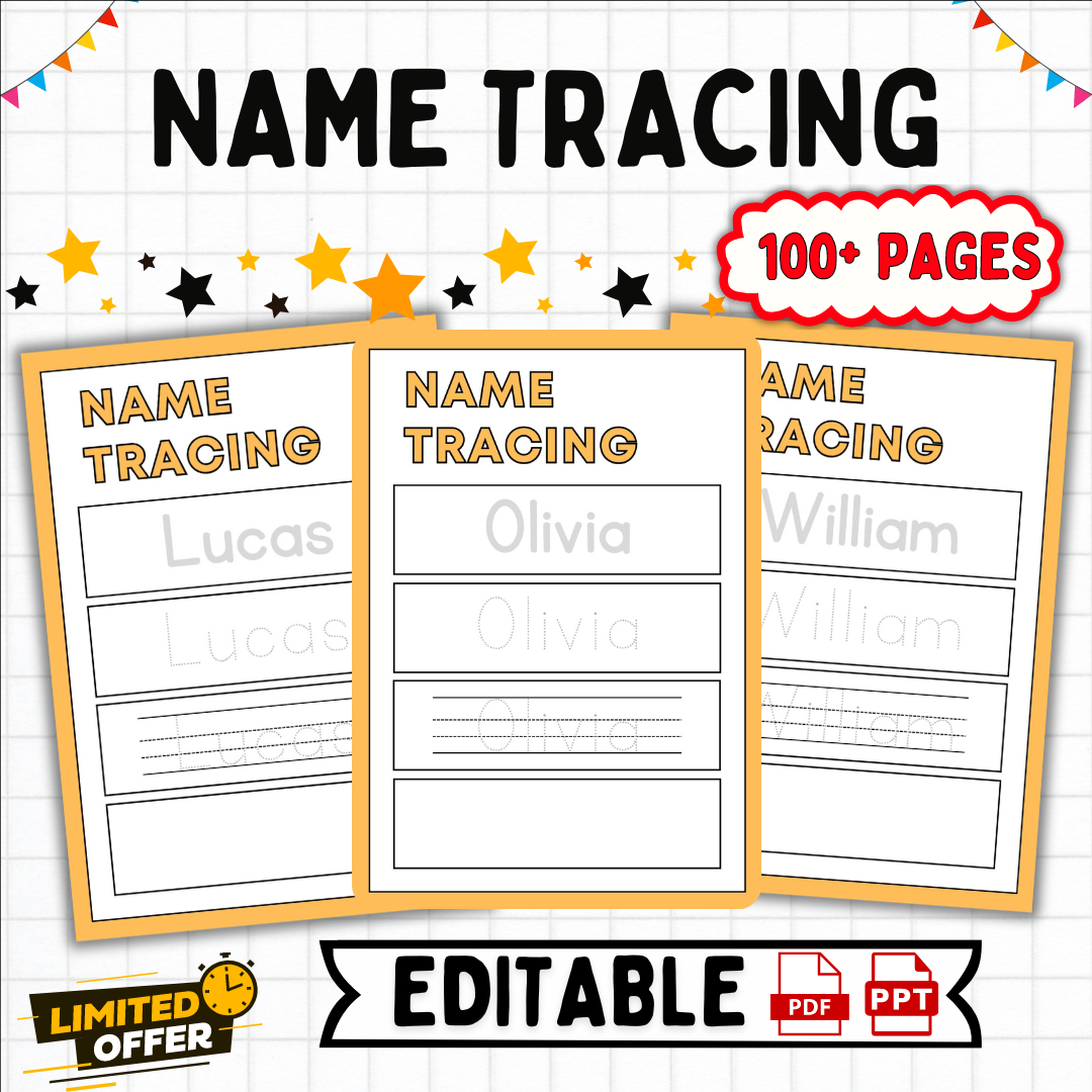 Editable Name Tracing Worksheets PreK 1st Grade Fine Motor Skills Practice Made By Teachers