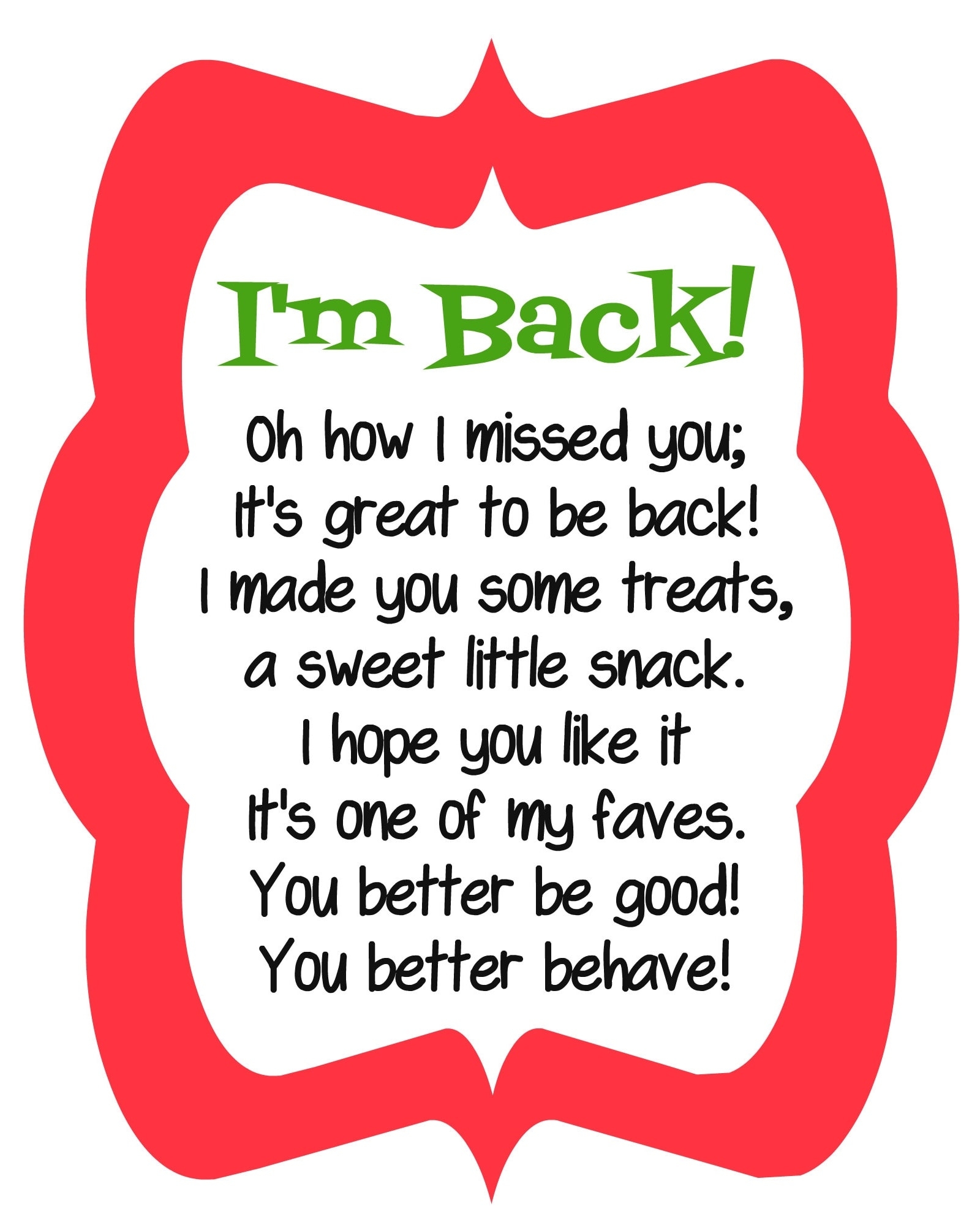 Elf On The Shelf First Day Idea I m Back Printable DIY Inspired