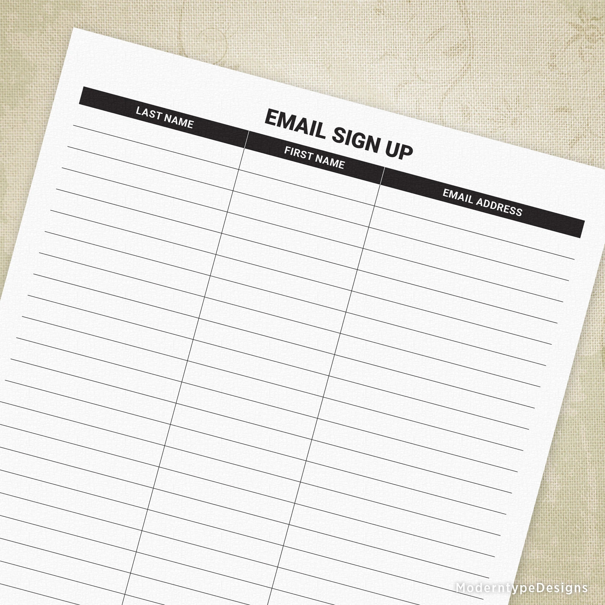 Email Sign Up Sheet Basic Address Tracker Printable For Clipboard Email List Log Sign Up Sheet Digital File Instant Download Esu001 Etsy