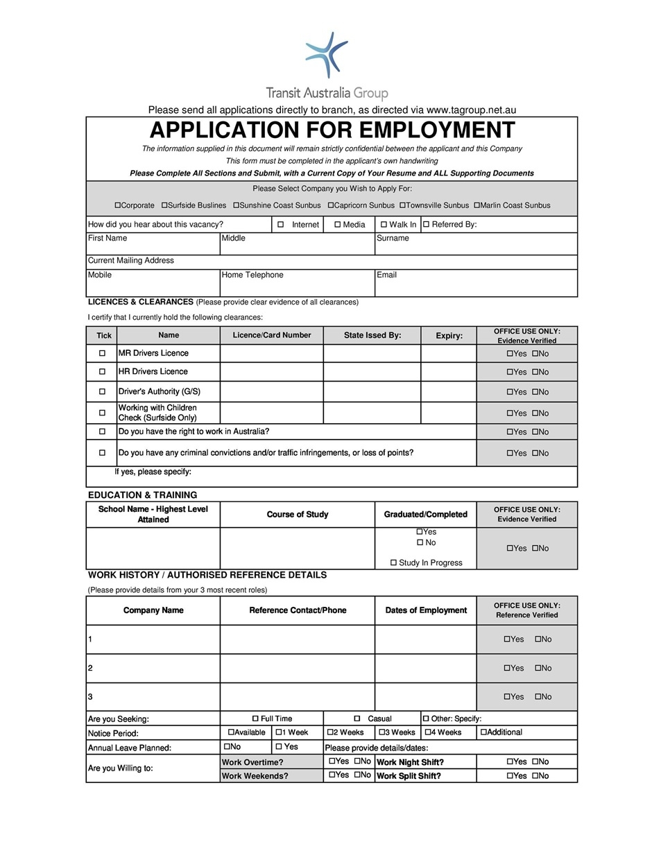 Free Printable Application For Employee