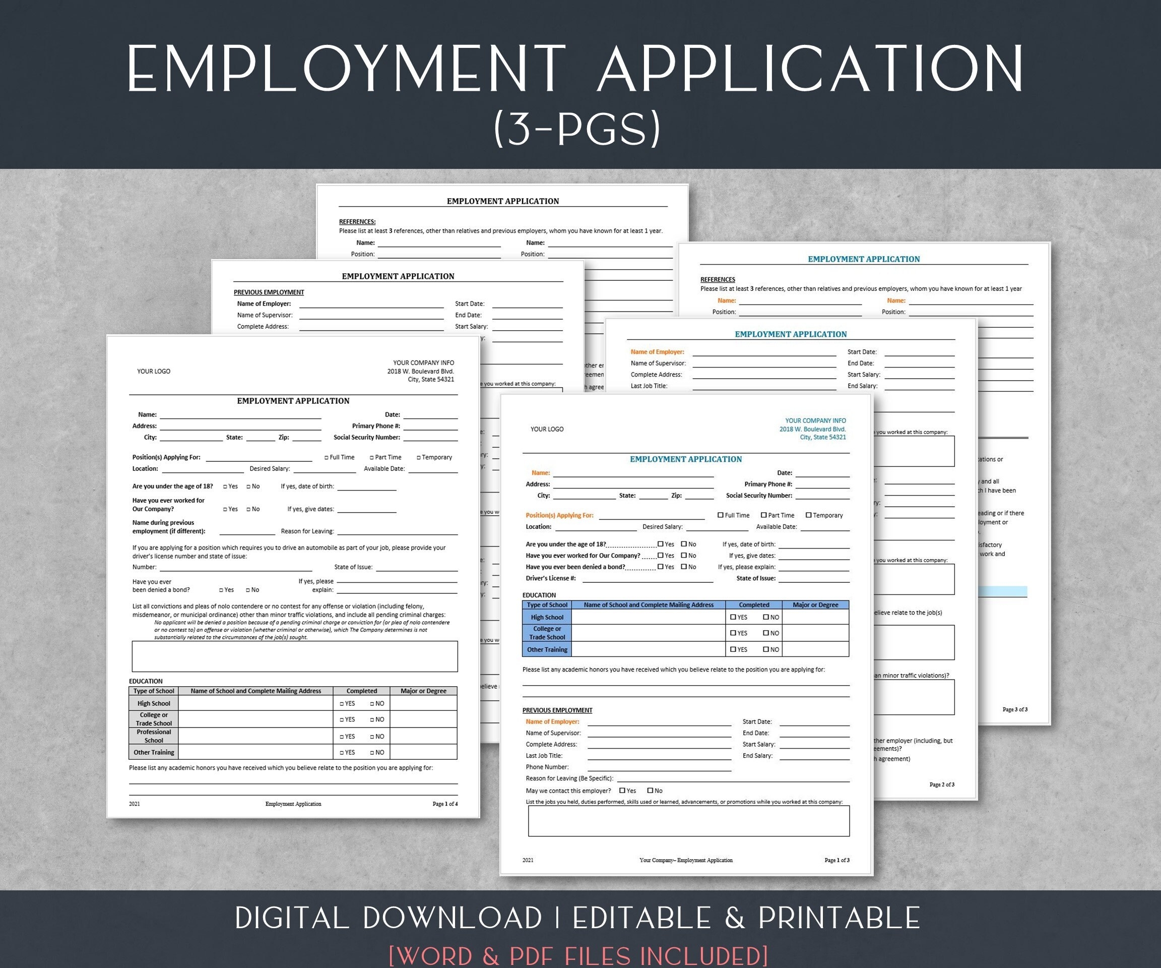 Free Printable Job Application Form Pdf