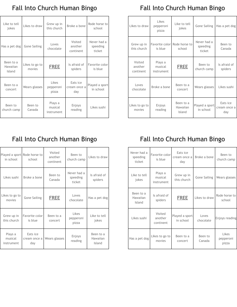 Free Human Bingo Template Printable