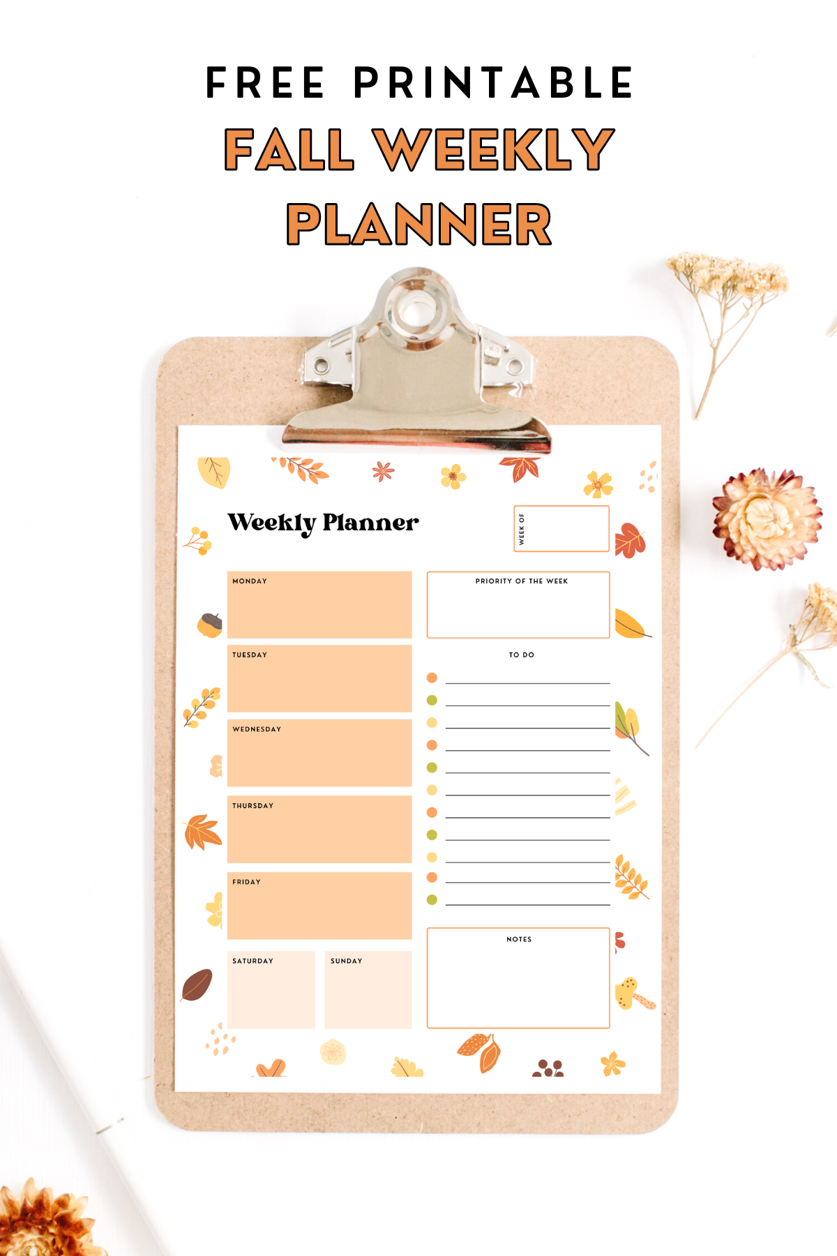 Free Printable Weekly Planner Editable