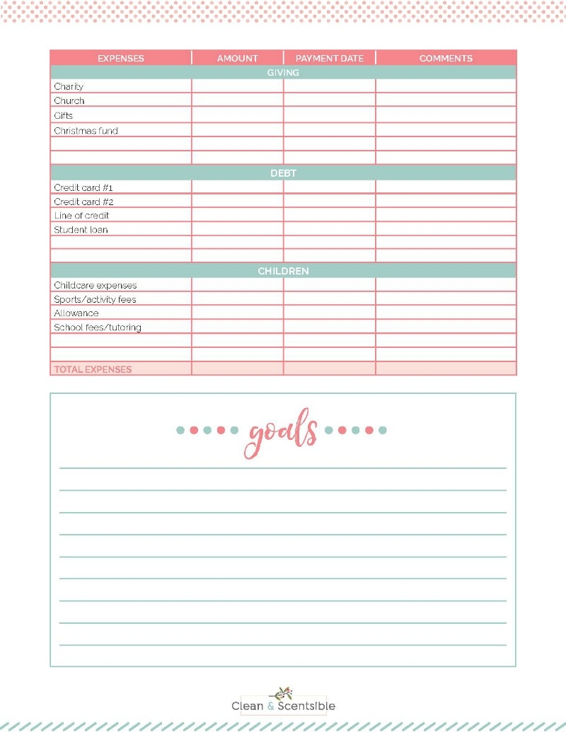 Free Printable Budget Worksheets For Kids