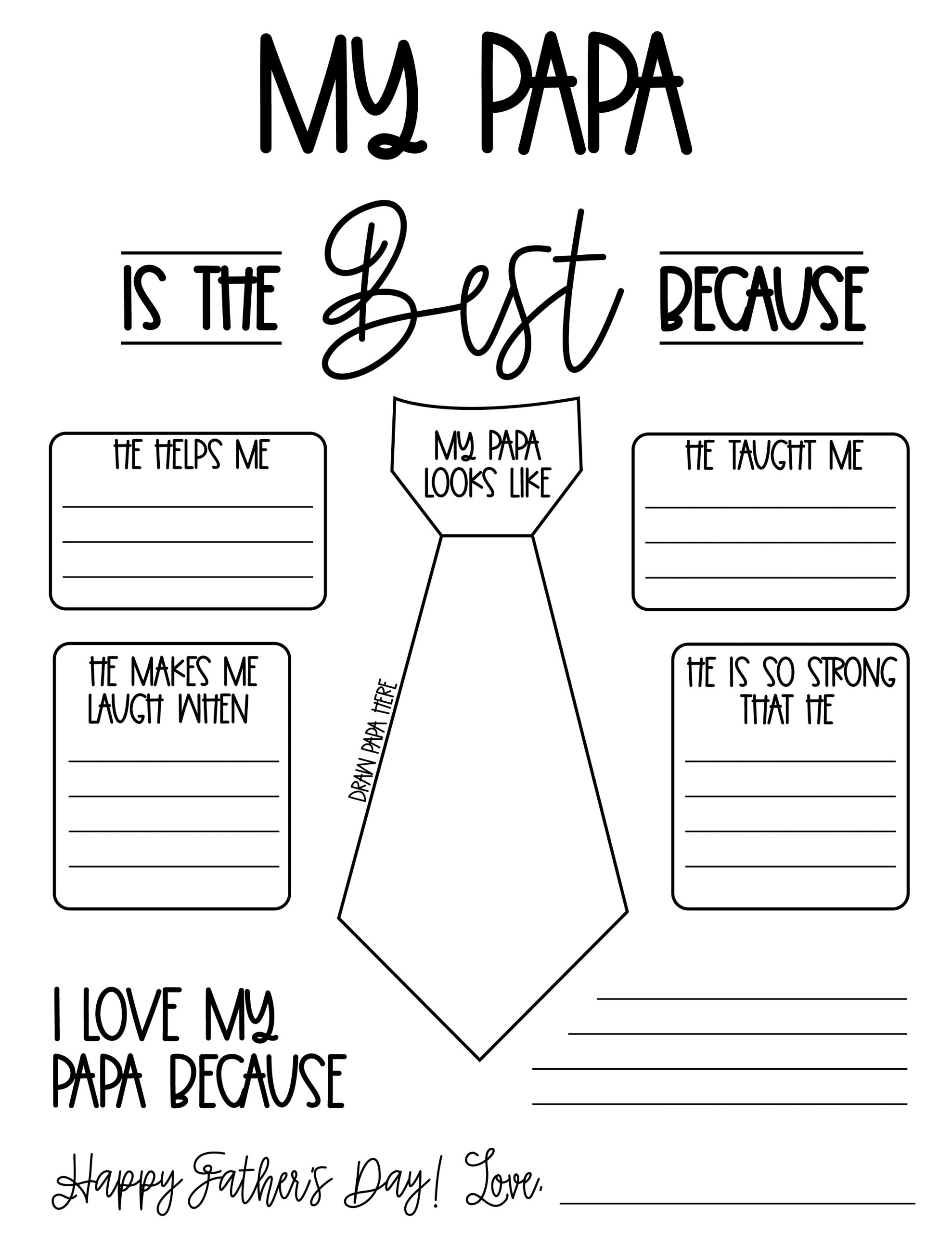 Father s Day Printable for Grandpa Papa And Granddad Too 