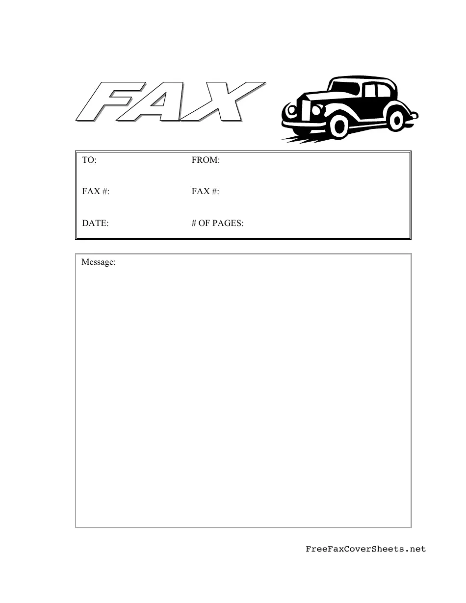 Fax Cover Sheet With Black Cab Download Printable PDF Templateroller