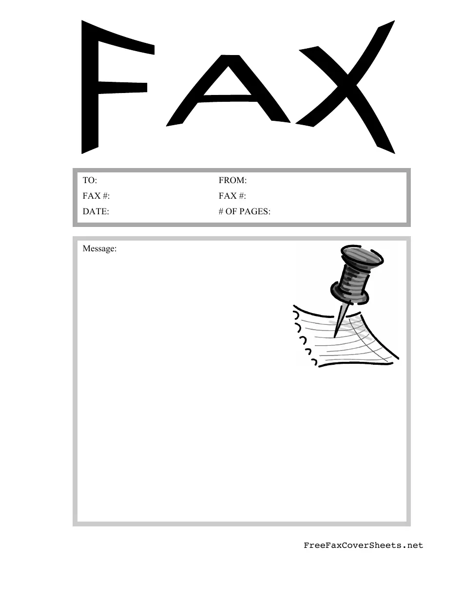 Fax Cover Sheet With Pinned Paper Download Printable PDF Templateroller