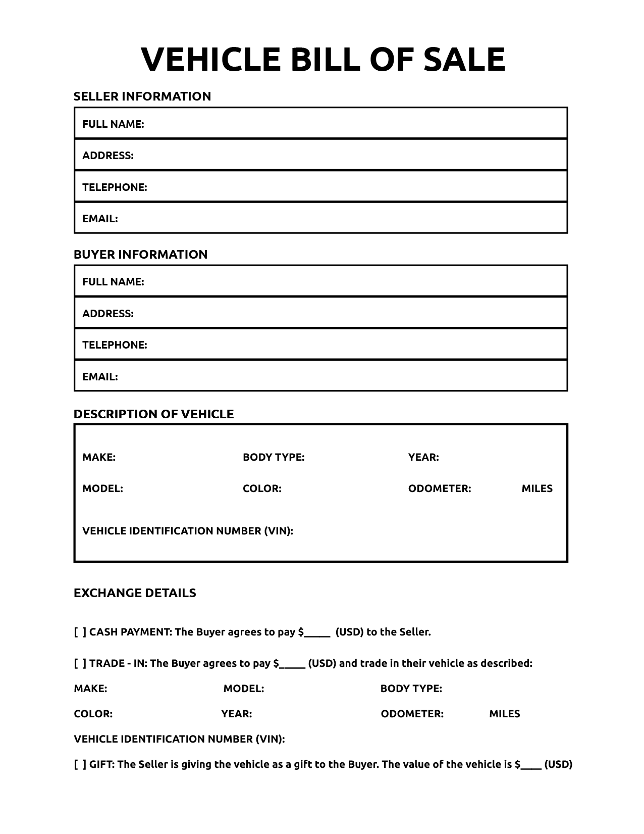 Fill And Sign The Free Texas Motor Vehicle Bill Of Sale Form Worksheets Library