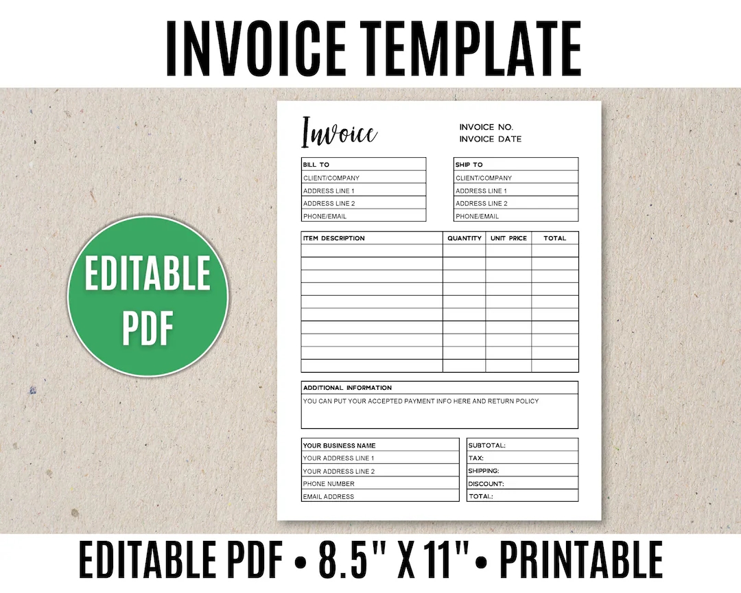 Printable Invoice Templates Free Pdf