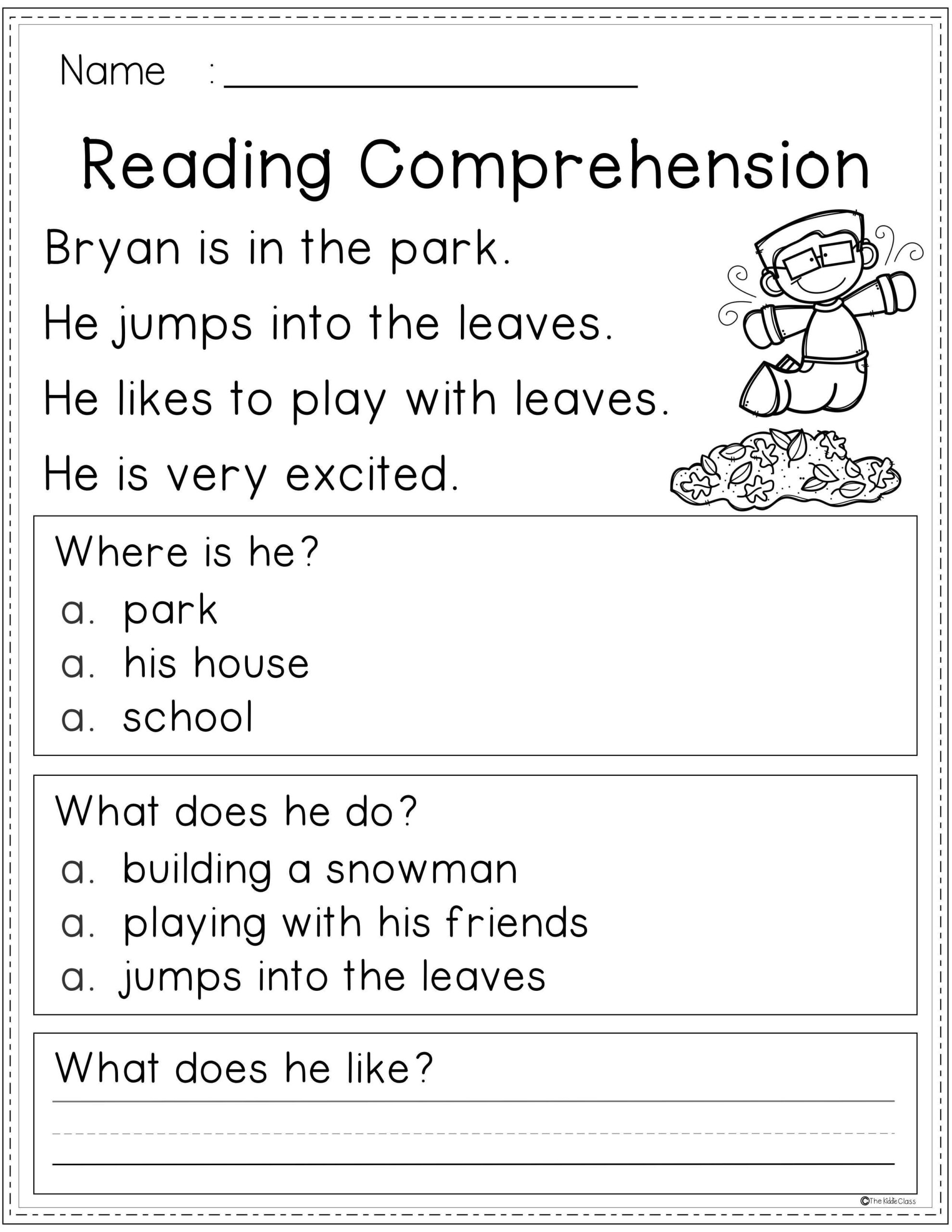 First Grade Comprehension Worksheet Enhance Reading Skills