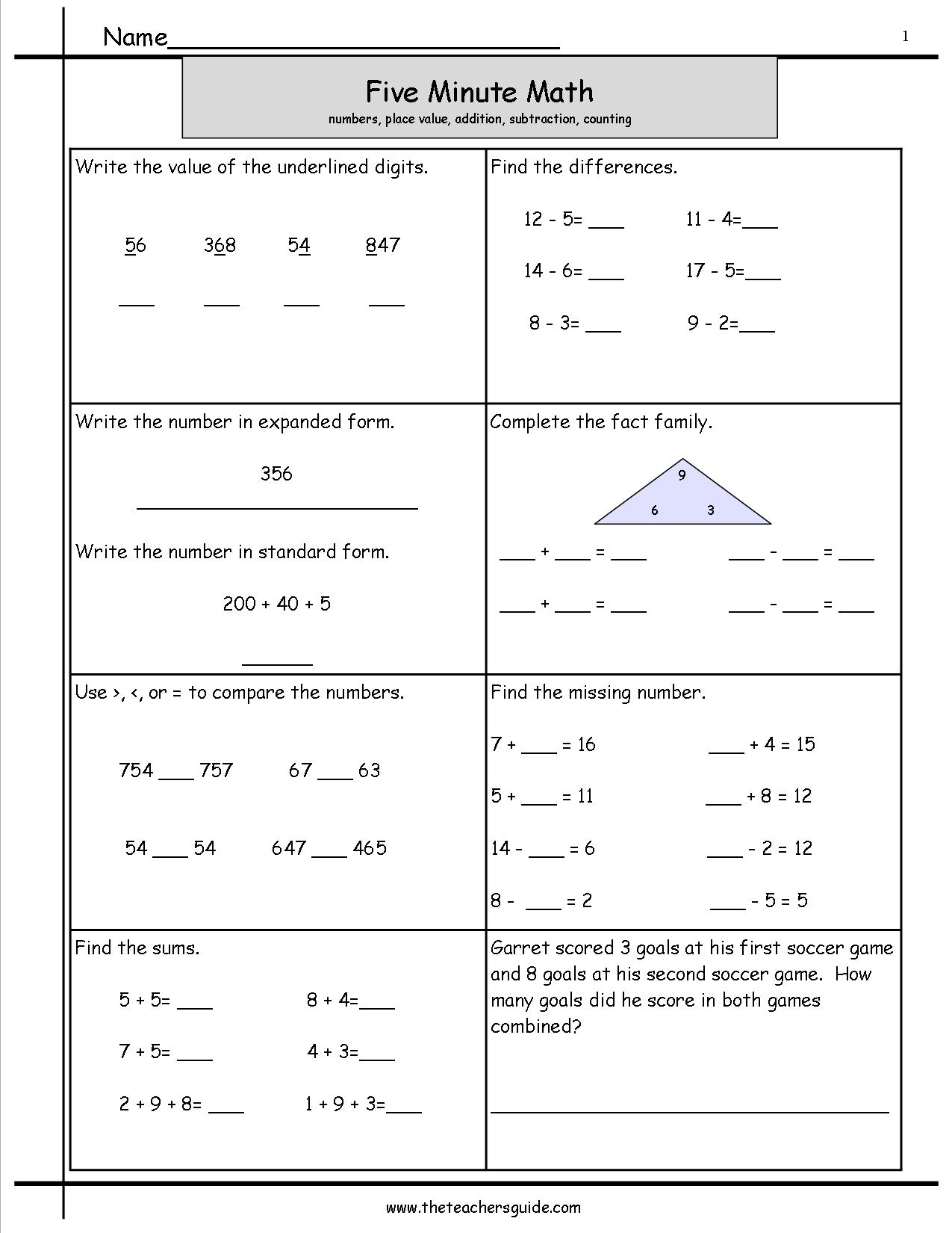 Free Math Printables 5th Grade
