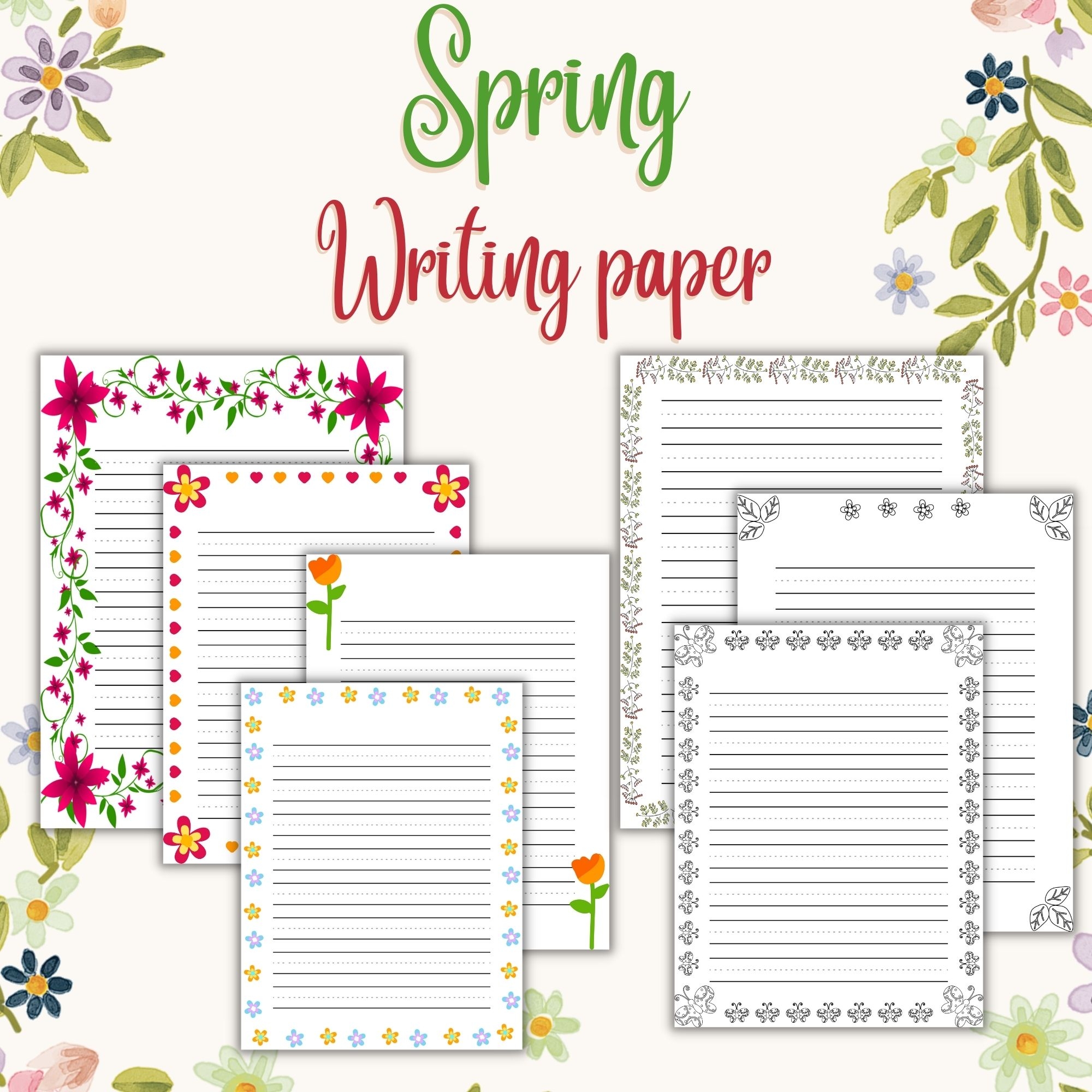 Flower Handwriting Paper Writing Template Paper Spring Border Themed Made By Teachers Flower Handwriting Paper Writing Template Paper Spring Border Themed Made By Teachers