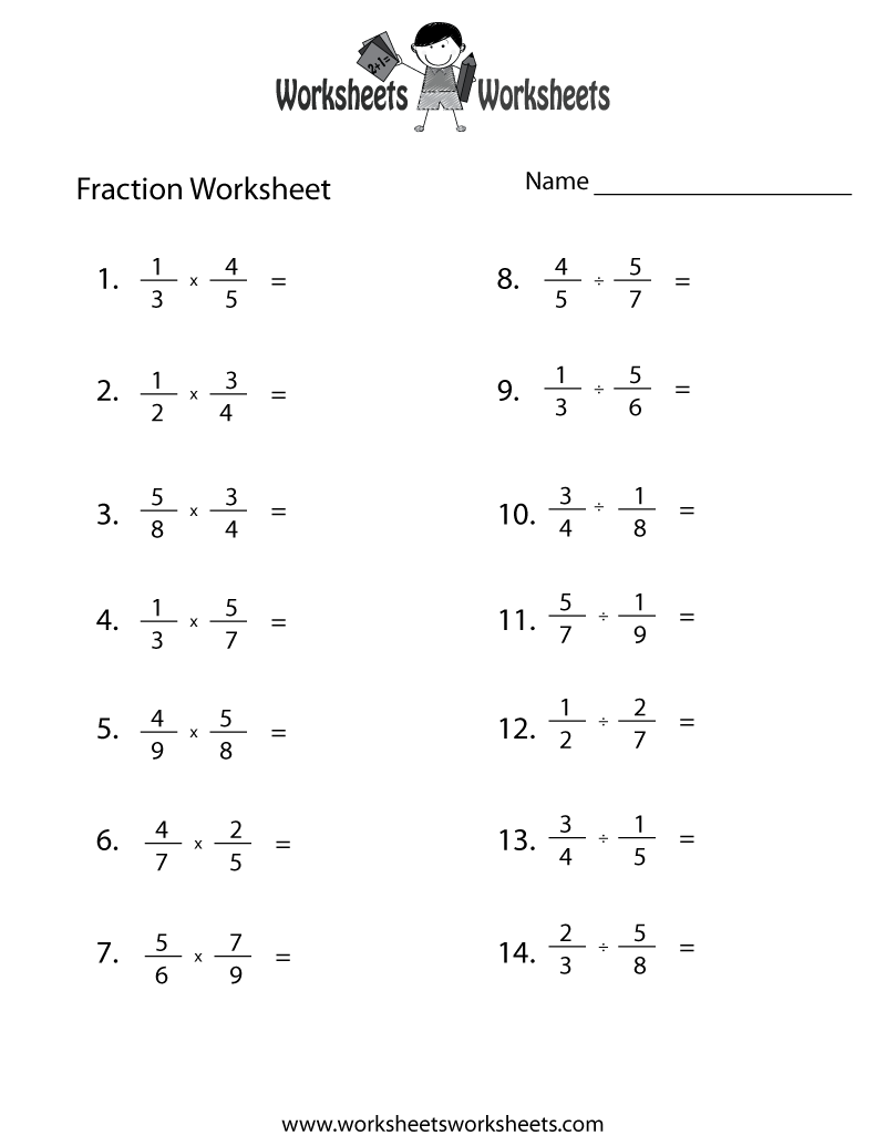 Free Printable Math Worksheets Fractions