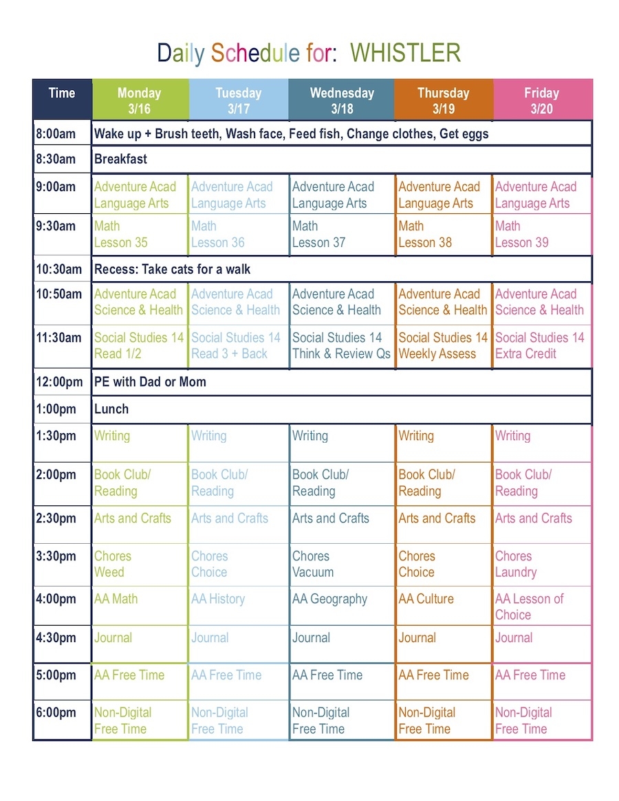 Free 4th Grade Daily Homeschool Schedule Template Free 4th Grade Daily Homeschool Schedule Template